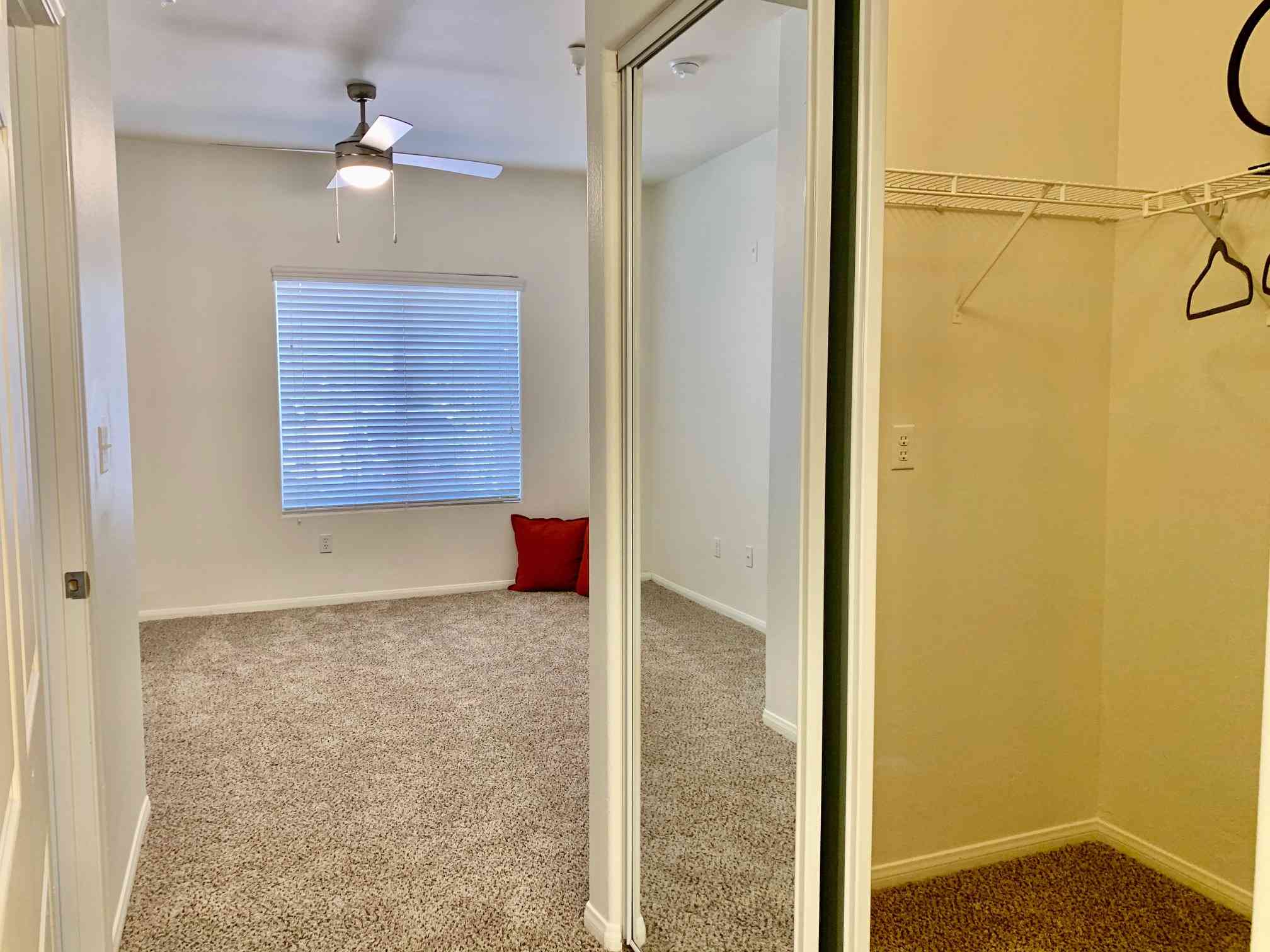 carpeted bedroom with closet