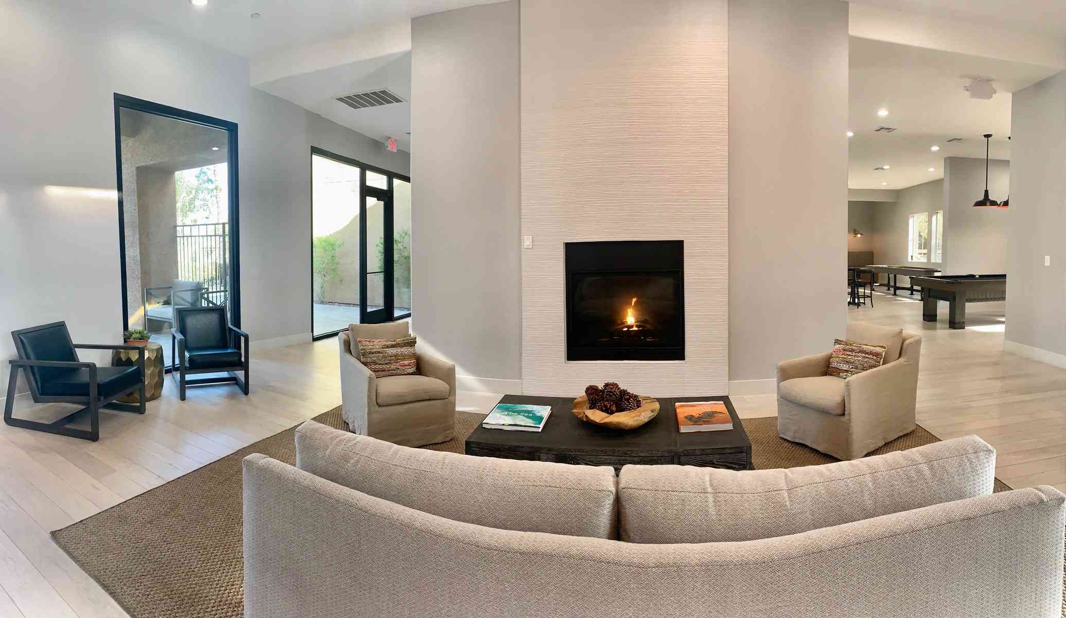 clubhouse lounge fireplace